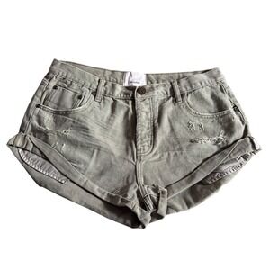 One Teaspoon Women's Super Khaki Bandits Low Waist Denim Shorts Size 34 NEW